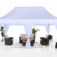 Patio Pop Up Canopy Tent with Curtain 10x20 Event-Series (White) Beautiful Strong and Safety 240"L x 120"W x 132"H