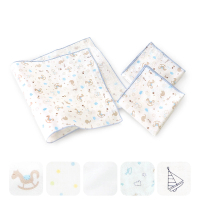 ding baby 純棉紗布澡巾-3入/台灣製嬰兒寶寶用品浴巾洗臉巾(藍點)