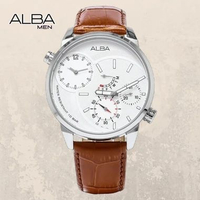 Alba Prestige A2A009 A2A009X1 Chronograph White Dial Genuine Leather Original Jam Tangan Pria