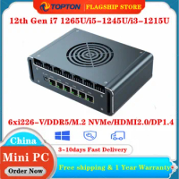 Topton 12th Gen i7 1265U Firewall Mini Computer 6x 2.5G intel i226-V i5 1245U 2xDDR5 NVMe Proxmox pfSense PC Soft Mini Router