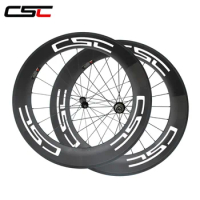 CSC U shape 700c 88mm road bike full carbon tubular wheel 25mm width with Powerway R36 hub sapim cx ray