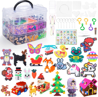 11000 Pcs Fuse Beads Kit 5 mm 24 Colors Melting Beads Craft Kit Including 7 Pegboards Ironing Paper 