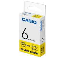 CASIO 標籤機專用色帶-6mm【共有5色】黃底黑字XR-6YW1