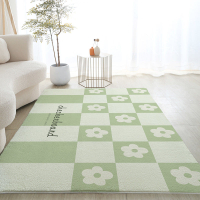 新款仿羊絨地毯棋盤格簡約臥室床邊鋪地客廳沙發毯大面積耐臟腳墊
