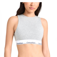Calvin Klein High Neck Unlined Bralette 新款棉質露背背心 無墊運動內衣/CK內衣-灰色