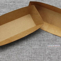 20*6*3cm Disposable White Kraft Boat Box For Chip Food Tray Greaseproof Paper Box Fried Food Storage Box SN2387