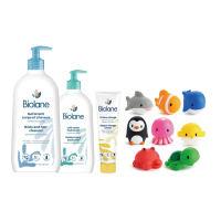 【Biolane 法貝兒】法貝兒新生兒必備組-洗沐雙潔露+保濕乳液+全效護膚膏+洗澡玩具(婦幼展限定)