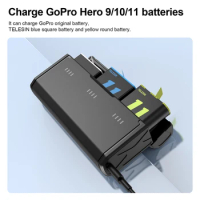 TELESIN 1750mAh Endurence Battery GoPro Hero 11 10 9 Battery 3 Slots TF Card Battery Storage Charger Box Endurence Battery