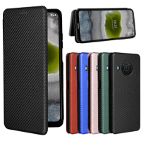 For Nokia X10 X20 Case Luxury Flip Carbon Fiber Skin Magnetic Adsorption Case For Nokia X 10 X 20 NokiaX10 NokiaX20 Phone Bags