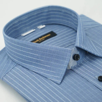【金安德森】藍色漸層線條窄版長袖襯衫-fast