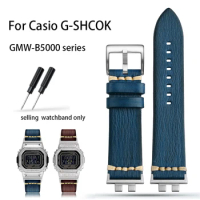 intage leather watchband for G-Shock Casio GMW-B5000 small silver block 3459 personalized modified strap wristband bracelet men
