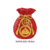 Chinese New Year Feng Shui Blessing Bag Decorative Vase Sculpture Resin Material