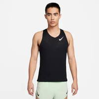 NIKE Men Running Aeroswift Dri-Fit Adv Singlet Pakaian Lari Pria [FN4232-010] A/XL Black/Summit Whit