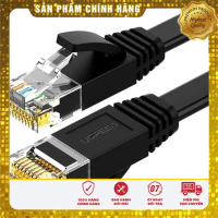 Dây cáp mạng đúc sẵn dẹt Cat6 dài 8m 26AWG Ugreen 50177 cao cấp (màu đen)
