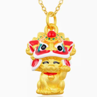 new arrival 999 real gold lion pendants 24k pure gold cat pendant fine gold lion charms