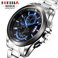 Luxury Brand BOSCK Casual Business Watch Men Stainless Steel Water Resistant Quartz Clock Auto Day Date Watches Montre Homme