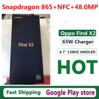 New Oppo Find X2 5G Cell Phone 2 Sim Fingerprint 6.7" 120HZ 3216x1440 Snapdragon 865 Face ID 48.0MP Android 10.0 65W Charger