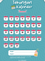 Avkaproject Saving Challenge Kalender Kertas Menabung Target 1 Bulan A6 Art Carton 230gr Desain Mena