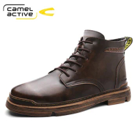 Camel Active Brand Autumn Winter Men's Boots Genuine Leather Shoes Fashion Motorcycle Boots Comfortable Ankle Boots Casual Shoes