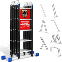 XMSJ Step Ladder19.6ft 7 in 1 Folding Ladder Multi-Purpose Aluminium Extension Ladder Adjustable Telescoping Foldable Ladders