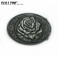 Bullzine Fashion zinc alloy rose belt buckle pewter finish FP-02682-1LUXURIOUS jeans gift belt buckle