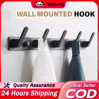 [Seeking Mall]Wall Mounted Hook Bathroom Organizer Wall Shelf Clothes Towel Hanging Rack