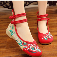 CODSheng luo [Aesthetic Embroidered Shoes 2] Clearance!! [High-Top Hibiscus Flower]  Shipment Ethnic Style Beef Tendon Sole Inner Heightening Square Dance Women's Factory Direct Sales. 26㏇0227