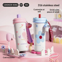 COOKER KING 316 stainless steel large capacity insulated cup straw cup portable accompanying cup