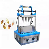 Automatic Ice Cream Wafer Cone Making Machine 4 Heads Ice Cream Cone Machine 100-200/h Electric Egg Tray Machine