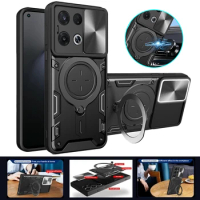 For OPPO Reno 8 Pro Case Magnetic Ring Stand Armor Phoen Case For oppo Reno8 Reno8 Pro + Plus Slide Camera Protection Back Cover