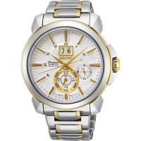 SEIKO 精工Premier人動電能萬年曆手錶 送禮推薦-銀x雙色 (SNP166J1)_SK045