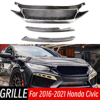 For 2016-2021 Honda Civic FK7 FK8 TYPE-R Front Bumper Lower Mesh Grill Grille Cover Trim Carbon Fibe Racing Grills Accessories