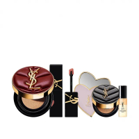 【YSL】官方直營 恆久完美雲朵鎖吻彩妝組(霧光氣墊粉餅 雲朵皮革版+奢華印記鎖吻霧唇釉)