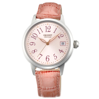 【ORIENT 東方錶】ELEGANT系列 機械女錶-白x粉色錶帶/35.5mm(FAC06004Z)