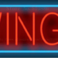 Wings NEON SIGN REAL GLASS BEER BAR PUB LIGHT SIGNS store display Packing Food Dinning Diet drink Advertising Lights 17*14"
