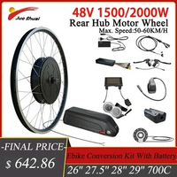 Electric Bike Conversion Kit 48V 1500/2000W Brushless Hub Motor Rear with Battery E-Bike Conversion Kit with sw900 LCD Display