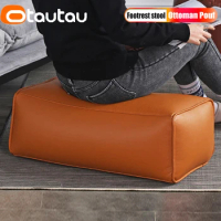 OTAUTAU Plus Big Faux Leather Ottoman Pouf Stool with Filling Bean Bag Footrest Footstool Corner Door Side Seat Futon Frameless