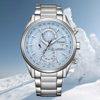 CITIZEN 星辰 GENTS 希望之藍限定款 光動能電波對時 計時腕錶-43mm AT8260-69M