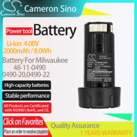 CameronSino Battery for Milwaukee 48-11-0490 fits Milwaukee 0490-20 0490-22 Power Tools Replacement battery 2000mAh/8.0Wh 4.00V