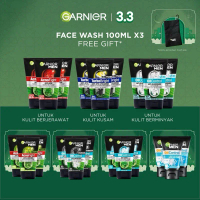 [GRATIS POUCH] Garnier Men Facial Foam 100ml (x3) - Pack of 3 Facial Cleanser