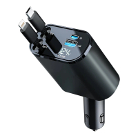 Bộ sạc ô tô Có Thể Thu Vào 4 trong 1, Bộ Chuyển Đổi sạc nhanh USB C, với Cáp Lightning, Tương thích 