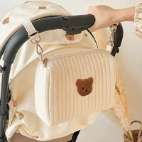 Stroller hanging bag ins wind embroidery bear zipper storage bag mommy go out diaper bag mother and baby bag