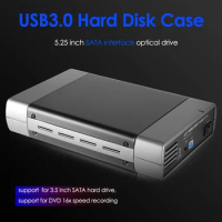 5.25inch SSD Case USB3.0/2.0 To SATA 8TB External Hard Drive Enclosure Support DVD External Hard Drive Case 16 Speed Recording