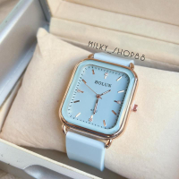 ( M 21 ) นาฬิกา Bolun แท้ ทรงเหลี่ยม ปัดจุดเพชร สายซิลิโคน ( 12 สี )