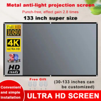 ZHNUWIE Projector Screen 16:9 Metal Anti Light Curtain Reflective Fabric Cloth For YG300 XGIMI H3 HALO Mogo Xiaomi DLP Projector