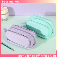 Bags market Bekalan Alat Tulis Kapasiti Besar Kes pensil Warna Padat Pelbagai Fungsi Pelajar pensil