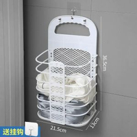 內地直送 - 全城熱賣-髒衣簍 浴室洗衣機側收納籃 衛生間放衣服收納籃 壁掛可摺疊髒衣服收納筐 透氣網孔防臭收納架 免打孔安裝 輕便大容量