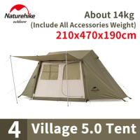 Naturehike VILLAGE5.0 3-4 People Camping House Family Tent One-Piece Bracket Quickly Build 210D Oxford Cloth Rainproof Windproof