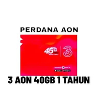 Kartu 3 / Three AON 1 Tahun / Perdana AON 40GB Fresh AON 26GB 1 TAHUN