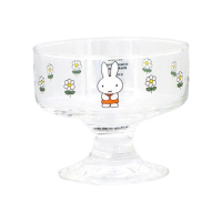 【小禮堂】Miffy 米飛兔 玻璃布丁杯 240ml 花朵 - 喫茶系列(平輸品) 米菲兔